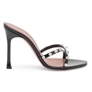 Amina Muaddi Felicia Embellished Patent Leather Slippers